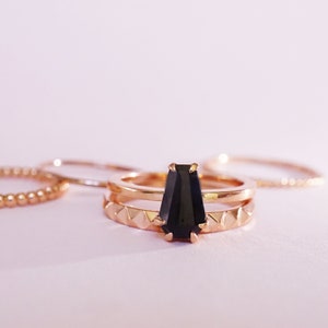 Coffin Shaped Black Sapphire Ring in 14k Rose Gold - Etsy