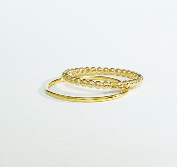 anillo de cuentas de oro anillo batido banda de eternidad completa banda de boda anillo de apilamiento de oro Joyería Anillos Anillos apilables Anillo de bola de oro maciza de 14k 1.8 mm anillo apilable anillo de bola 