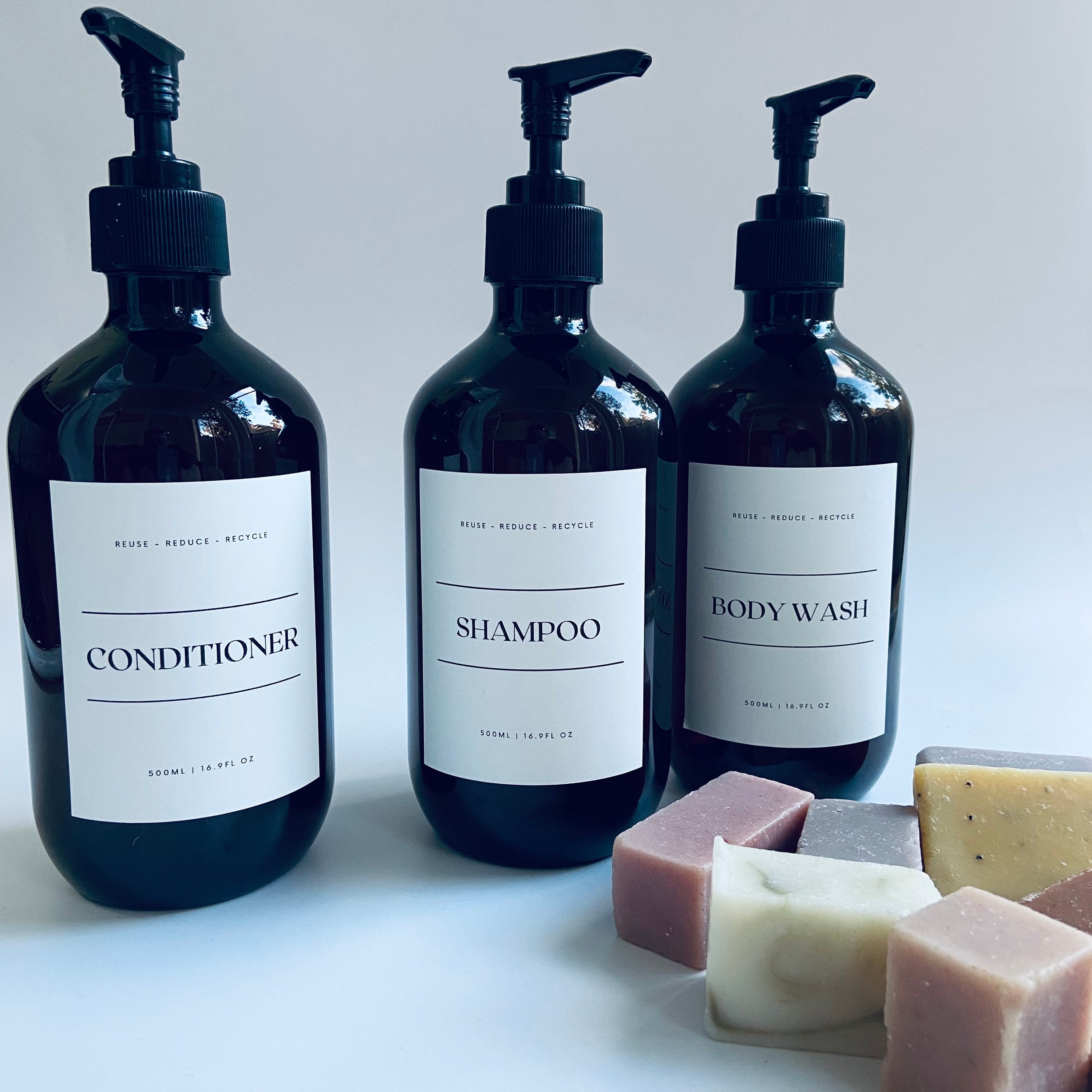 Reusable Shower Bottles Recycled Amber Bottles Waterproof Etsy