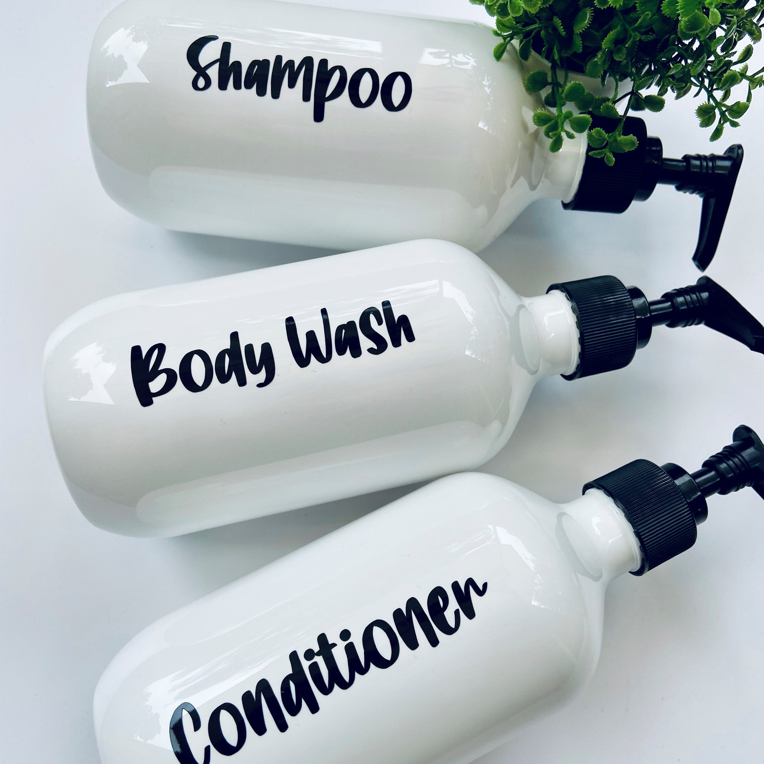 Shampoo Conditioner Body Wash Bottles White Reusable Bottles Etsy