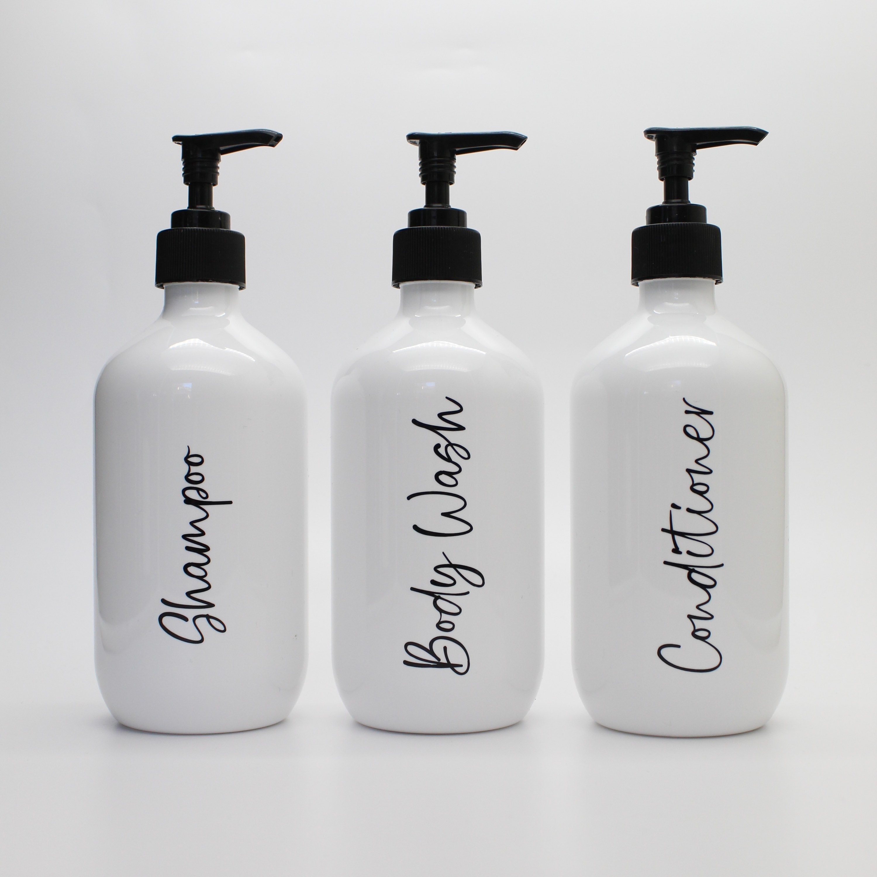 Shampoo Conditioner Body Wash Bottles White Reusable Bottles Etsy