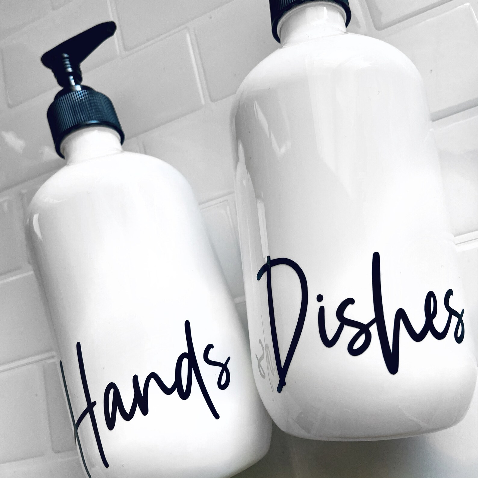 Hands & Dishes Modern Kitchen Sink Bottles Soap Dispenser Etsy Australia