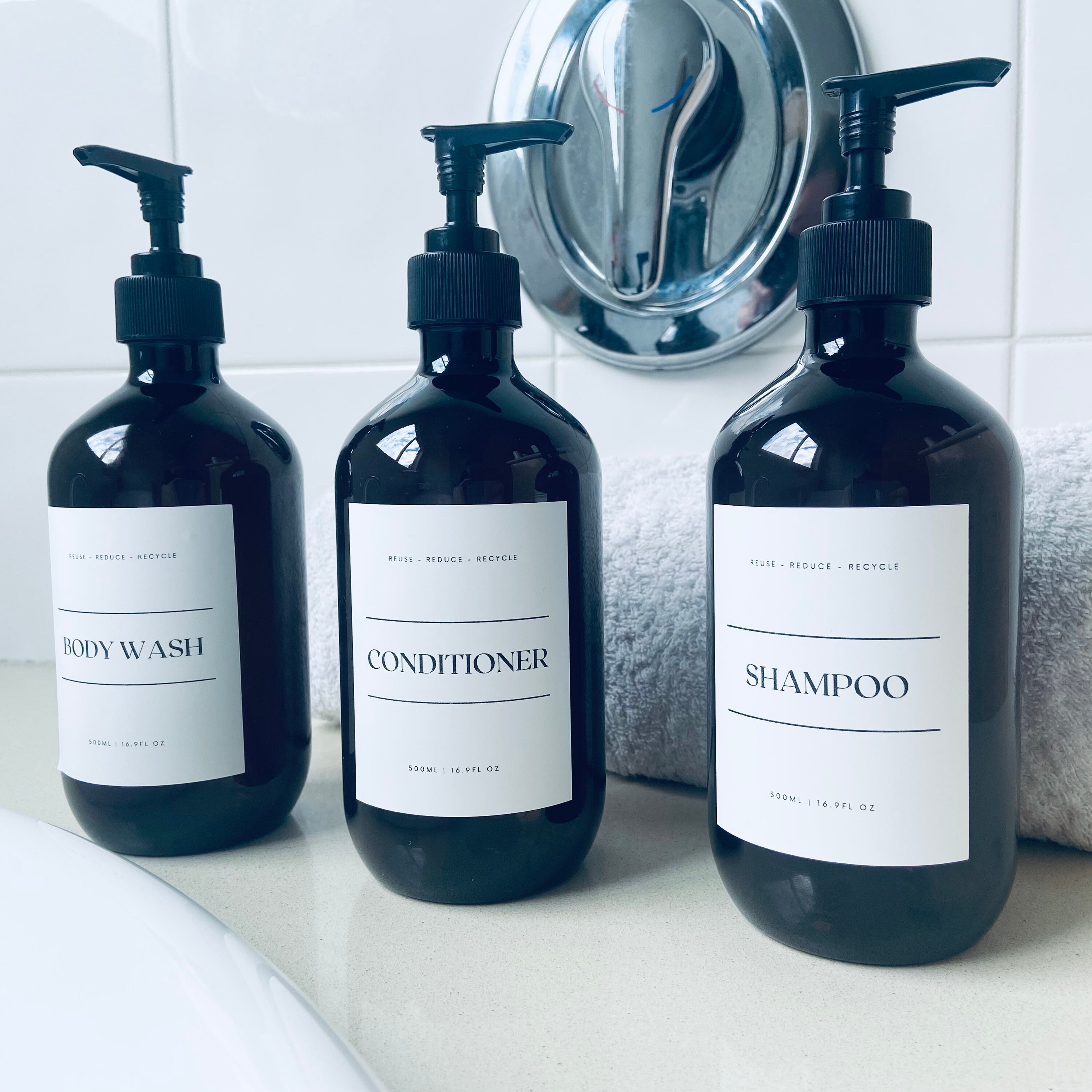 Reusable Shower Bottles Recycled Amber Bottles Waterproof Etsy