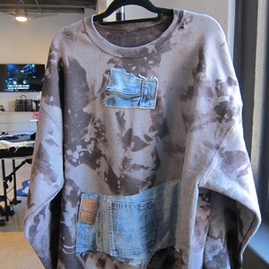 Distressed Denim Crew Neck