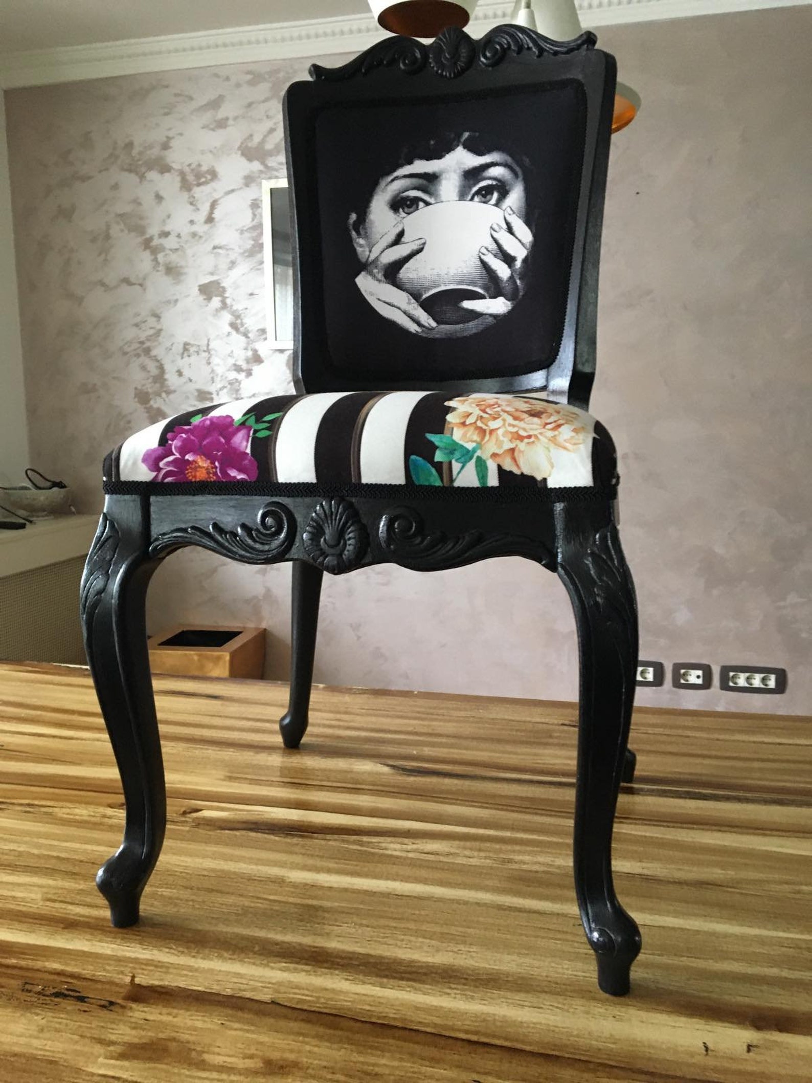 Boho chic side chair. Funky chair. Eclectic dining chair. Etsy