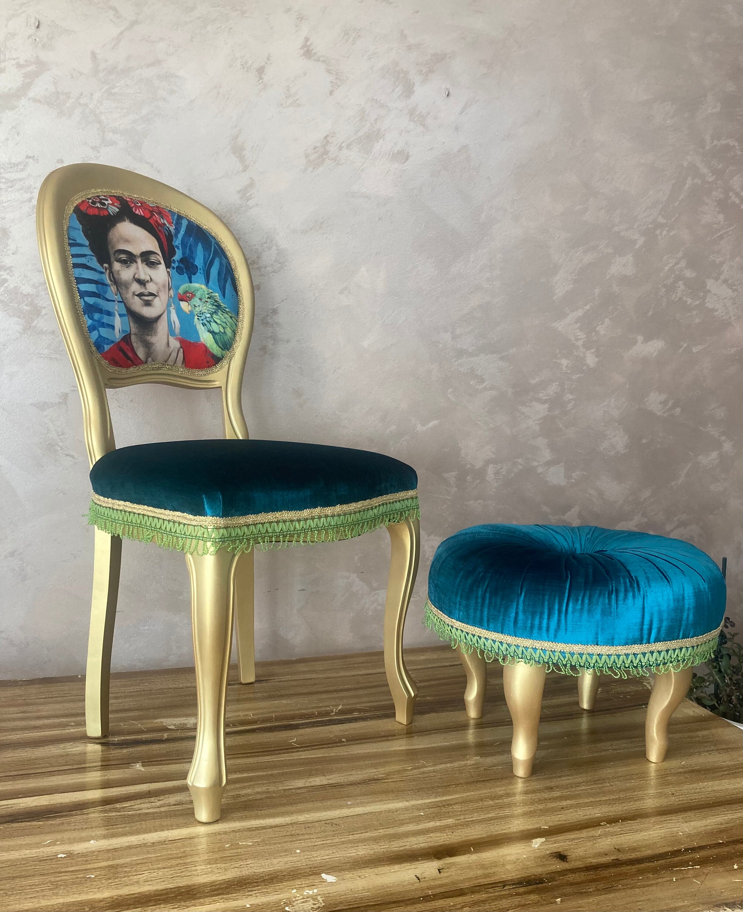 antique chair and footstool