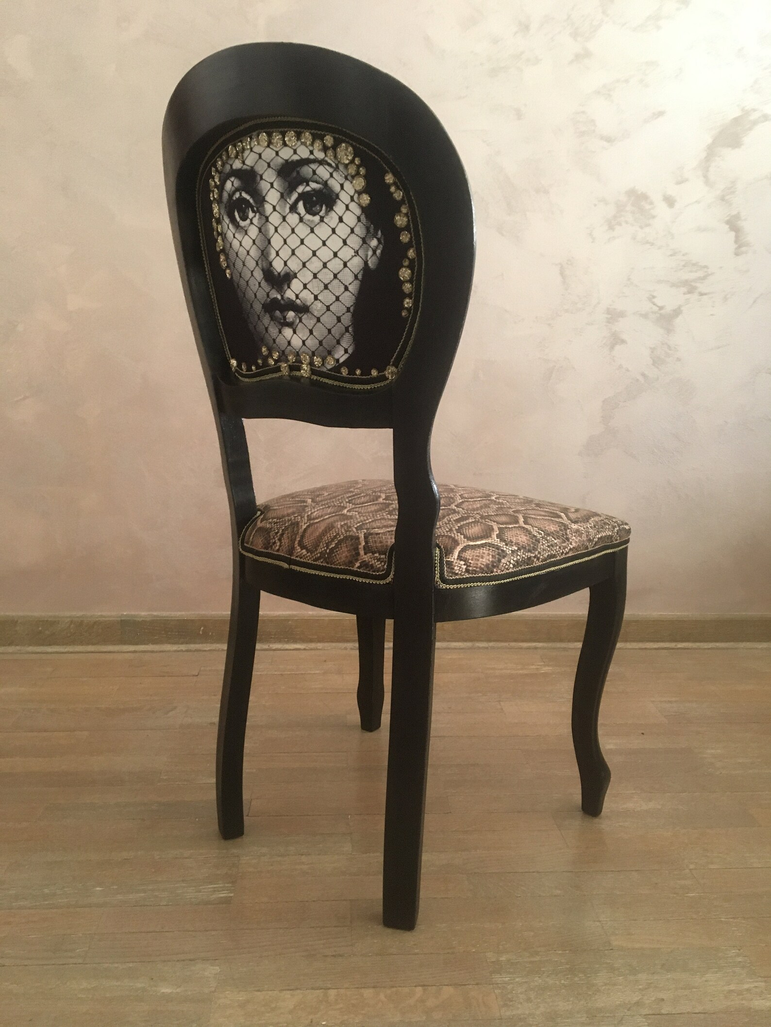 Funky side chair. Living room chair.Snake print chair. Etsy