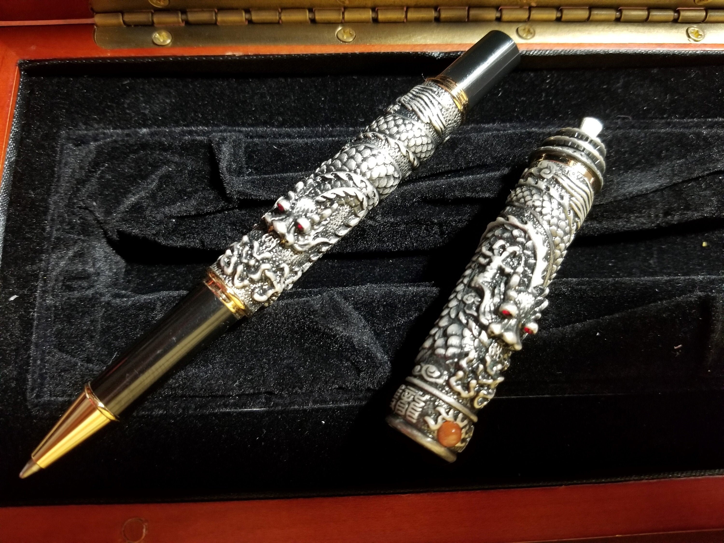 JINHAO Chinese Dragon Rollerball Pen With Solid Wood Display Etsy