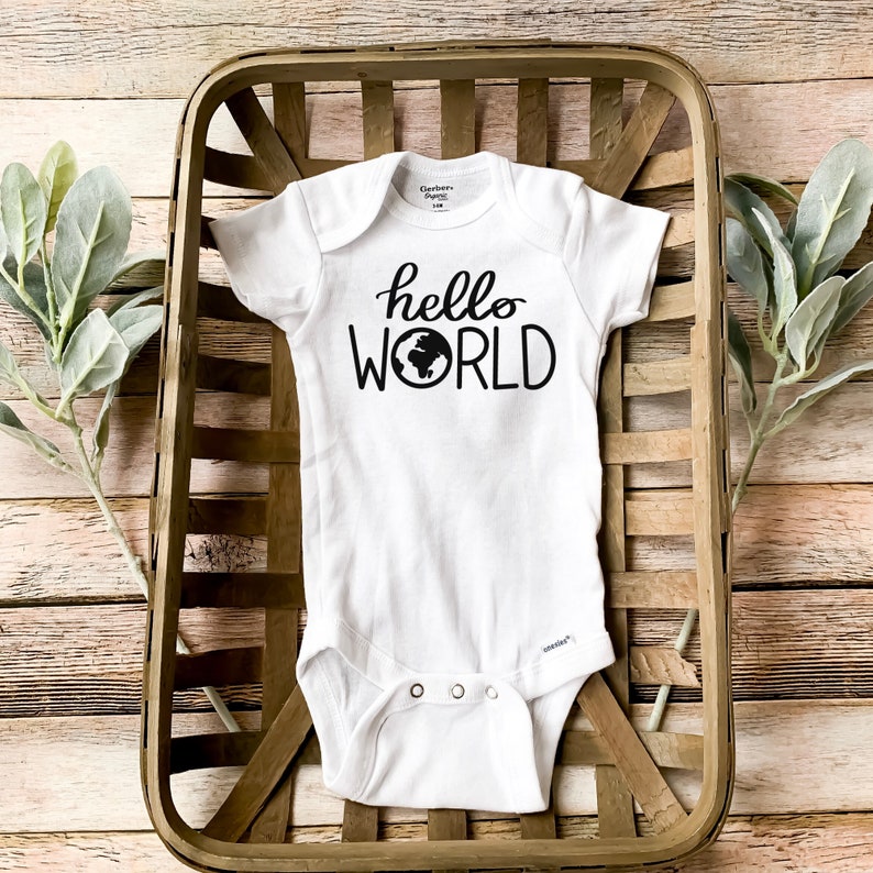 Hello World Baby Shower Gift Baby Onesie Custom Baby - Etsy