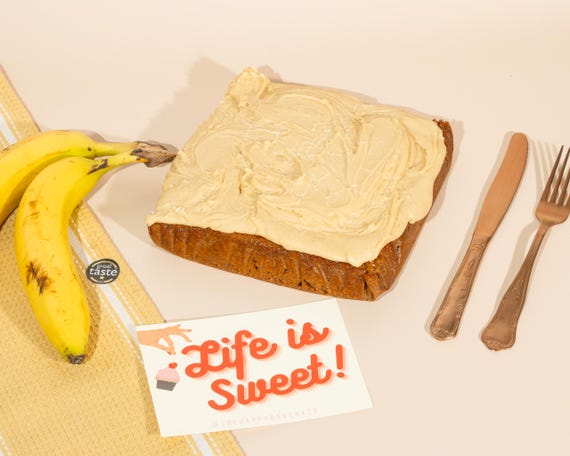 Homemade Banana Bread with Butterscotch Frosting | Award Winning Traybake