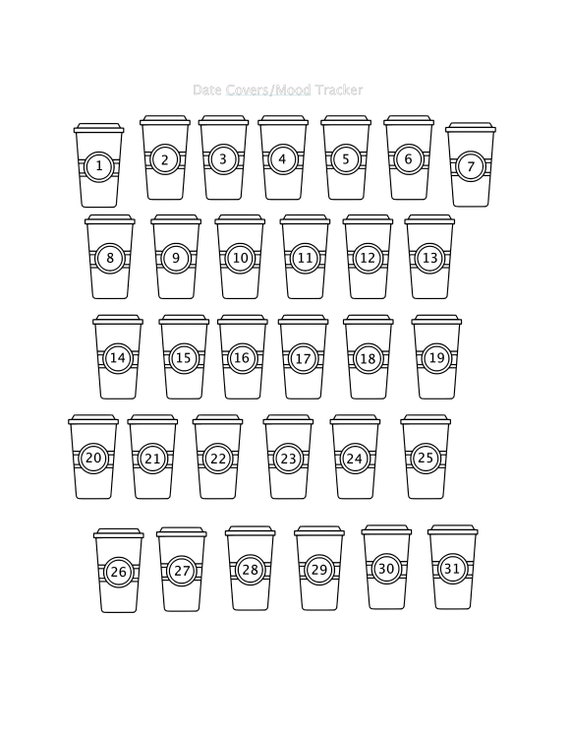 Coffee Tea Cocoa Cup Mood Tracker Date Cover Bullet Etsy