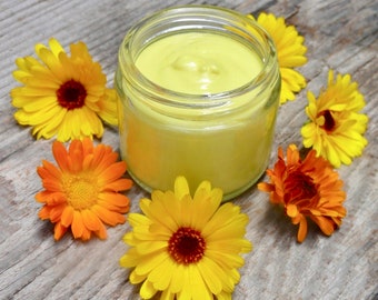 Crema de caléndula, cuidado de la piel natural y orgánico, crema facial hidratante sin perfume, crema esteticista natural