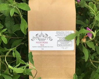 Té de jara, té de jara, té de jara incanus, jara rosa, té de hierbas, té de hojas sueltas silvestres