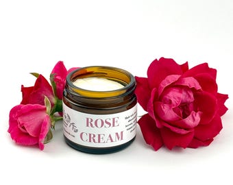 Rose Face Cream, Natural Organic Skin Care, Natural Rose Body Lotion, Rose Moisturizer, Mature and Sensitive Skin Cream