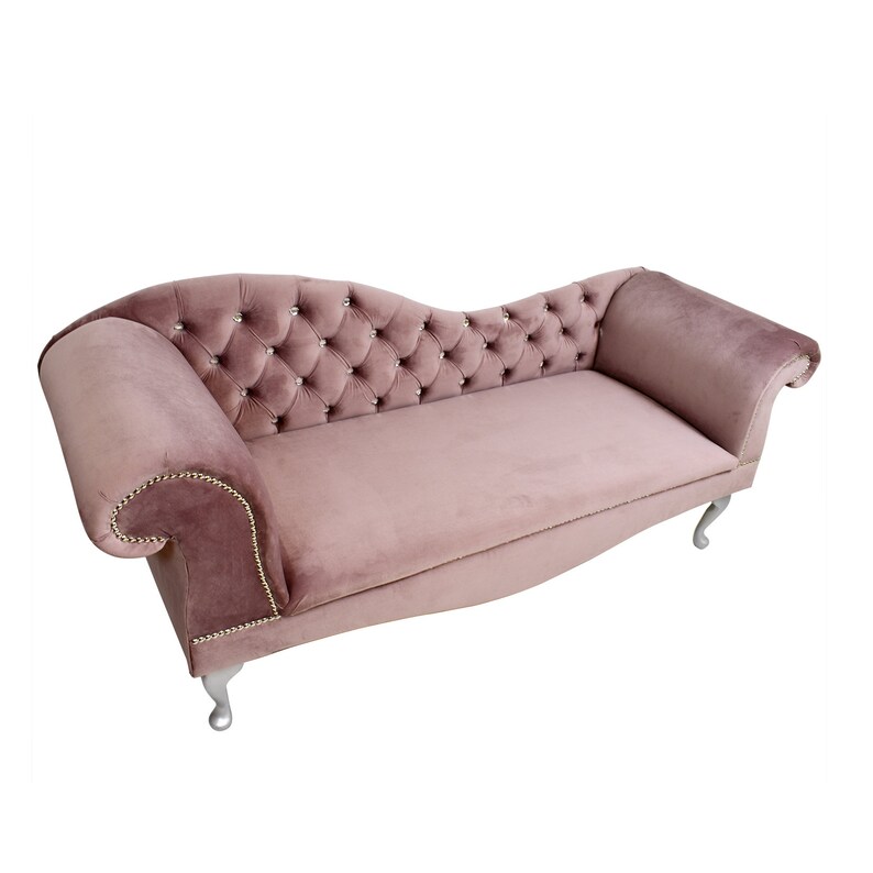 Regent Handmade Tufted Pink Velvet Chaise Lounge Bedroom Etsy