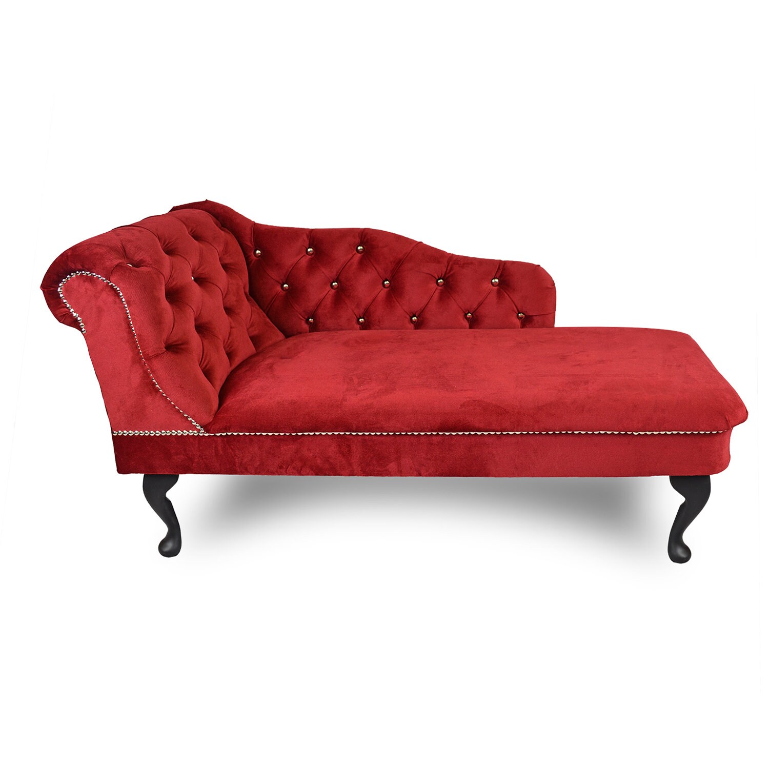 Regent Handmade Tufted Red Velvet Chaise Lounge Bedroom Accent Etsy