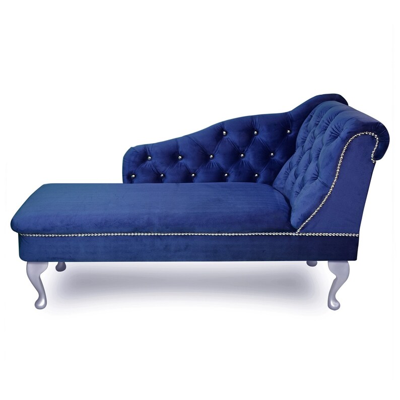 Chesterfield Handmade Tufted Royal Blue Navy Chaise Longue Etsy UK