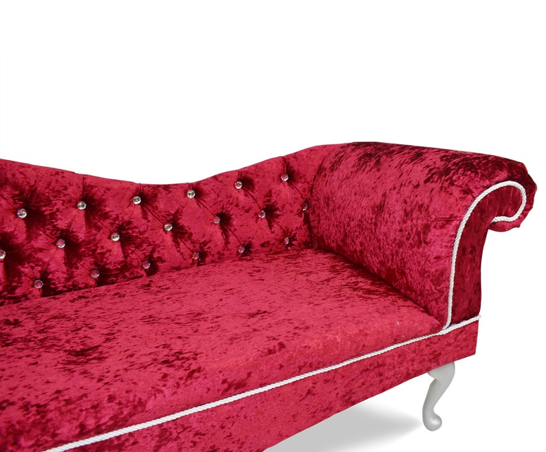 Regent Handmade Tufted Red Crushed Velvet Chaise Longue Etsy UK