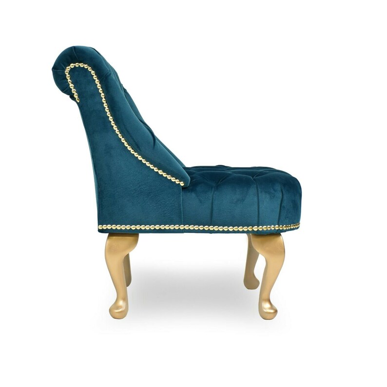 Aveline Handmade Tufted Teal Velvet Chaise Lounge Bedroom Etsy UK