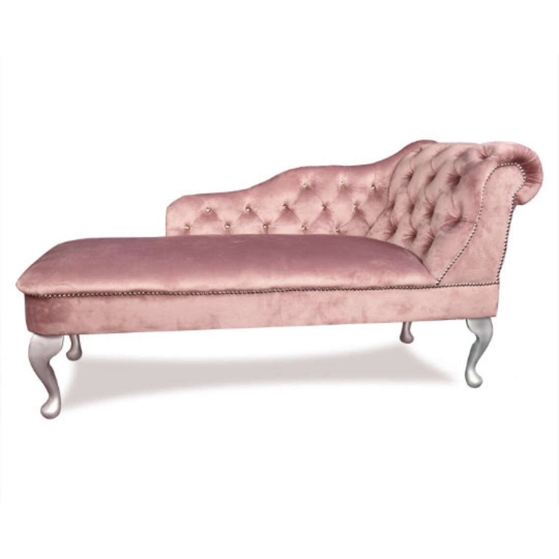 Regent Handmade Tufted Pink Pearl Velvet Chaise Lounge Bedroom Etsy UK