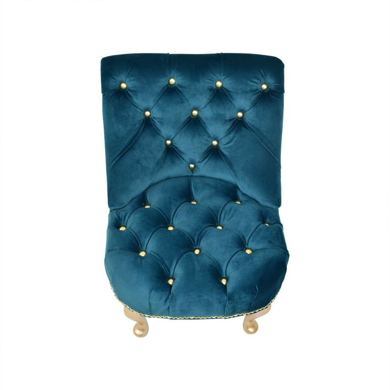 Aveline Handmade Tufted Teal Velvet Chaise Lounge Bedroom Etsy UK