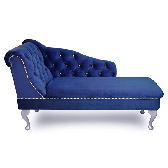 SYDNEY Chaise Longue Blue VELVET Designer Furniture Gallery