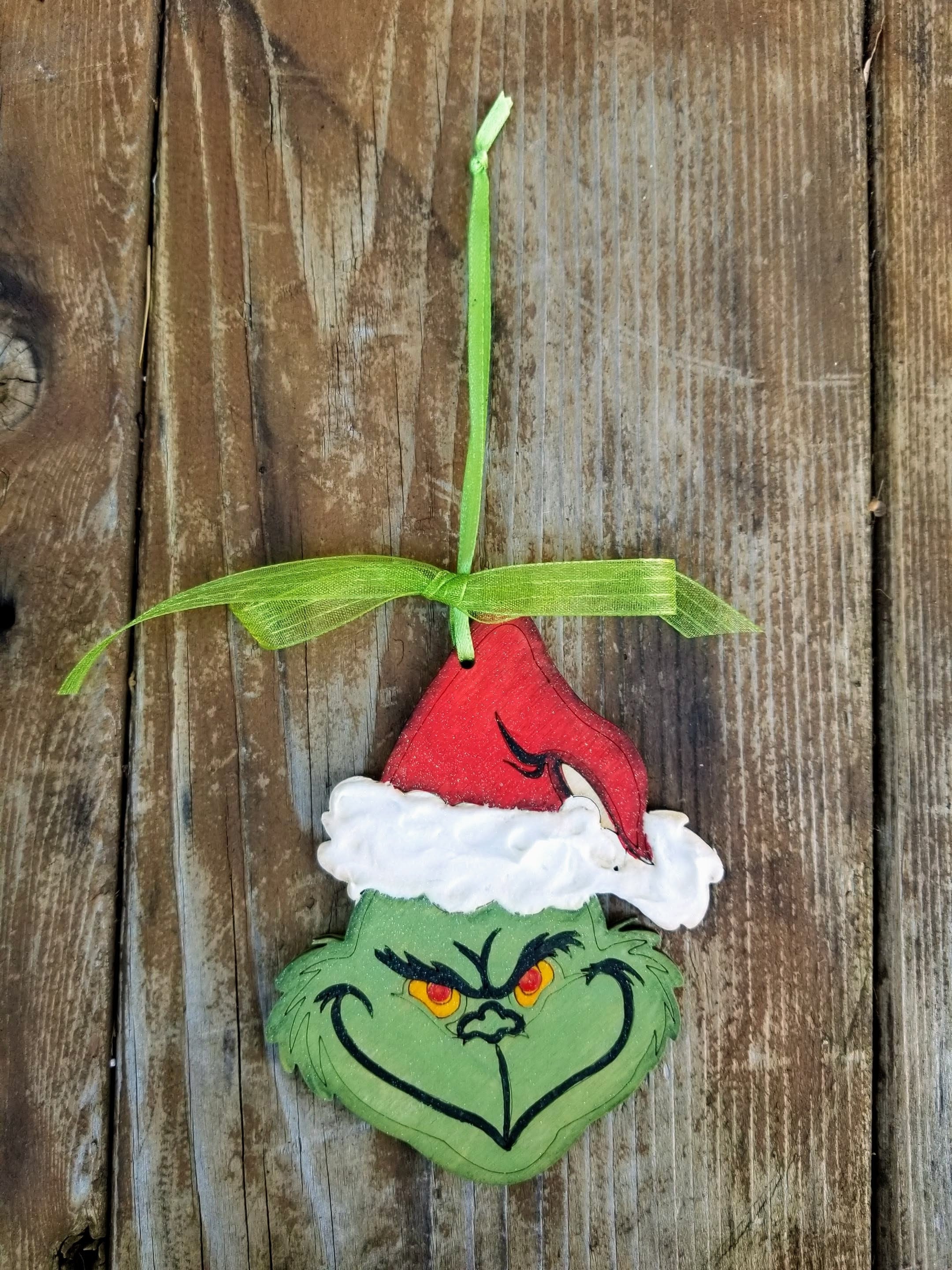 Grinch Christmas Ornaments Tree Decorations Wood Accessories Christmas Xmas  X@