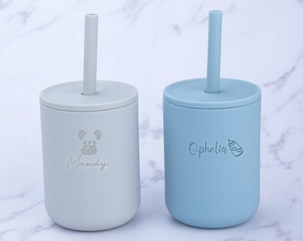 Baby Schnabeltasse, benutzerdefinierte Name Silikon Schnabeltasse, Kinder Becher, Geburtstagsgeschenke, personalisierte Kleinkind Trainingstasse, Baby-Dusche-Geschenke