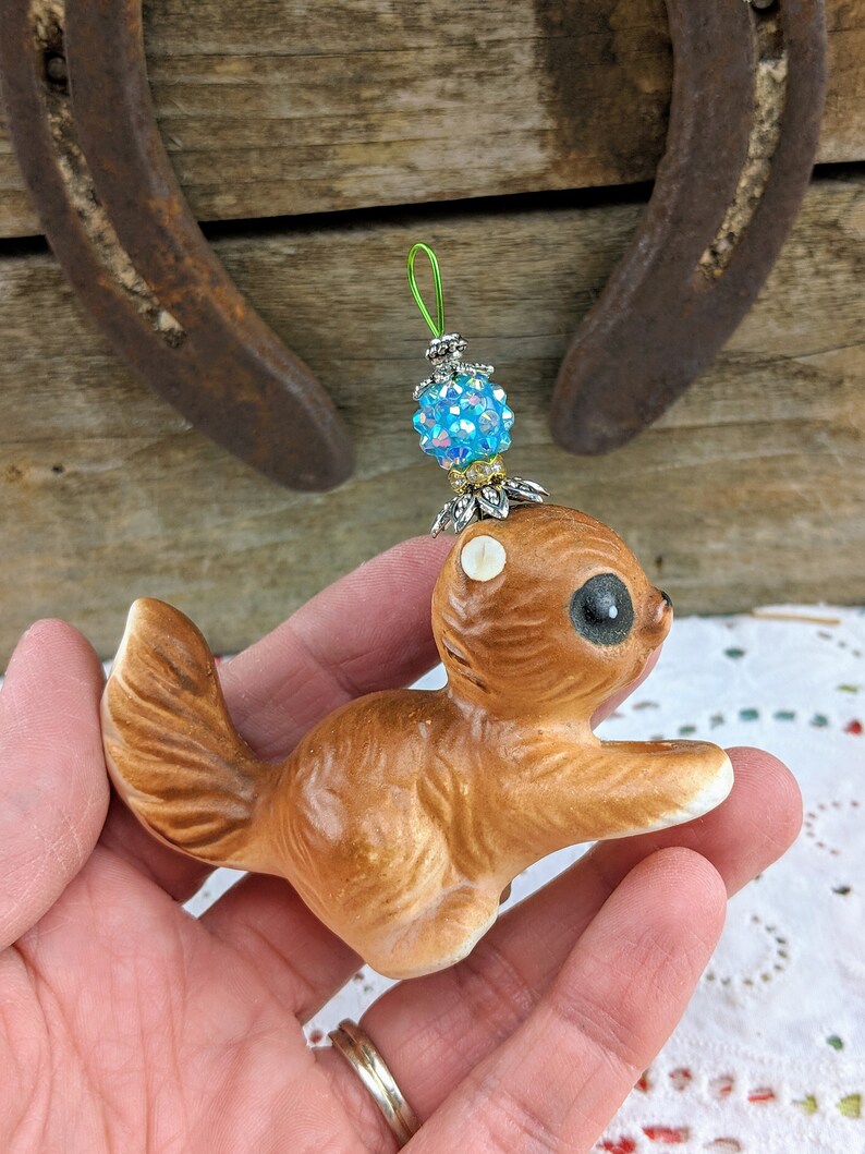 Vintage Squirrel Salt or Pepper Shaker Christmas Tree Ornament