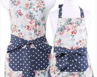 Adult Ladies Children's Kids Apron 100% Cotton Bright & Beautiful Floral Design Kitchen Craft Cooking Gardening Matching Set