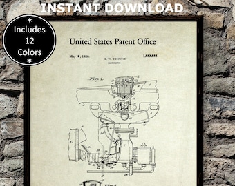 1926 Carburetor Patent Print Automotive Art Garage Decor Car Part Art Mechanic Gift Patent Print Download Digital Prints Car Blueprint Art