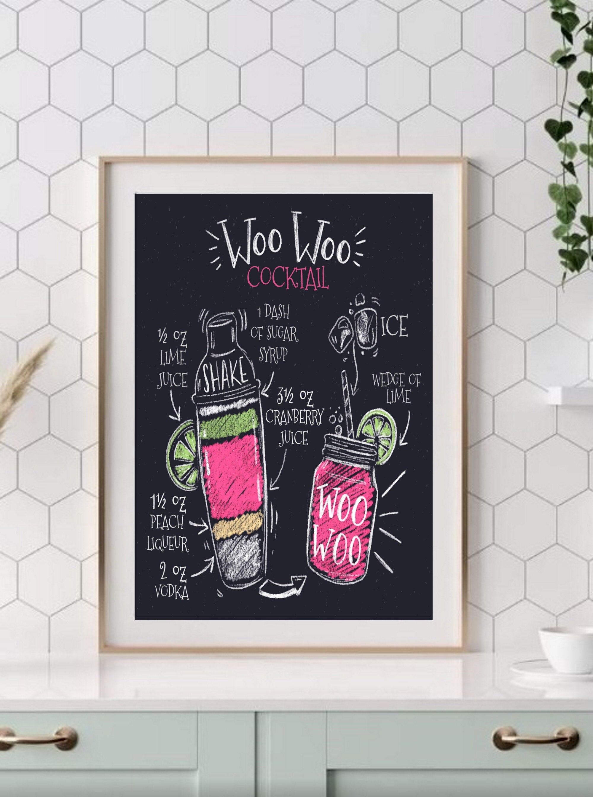 Chalkboard Cocktail Recipes Print Set of 2 Kitchen Prints Bar | Etsy