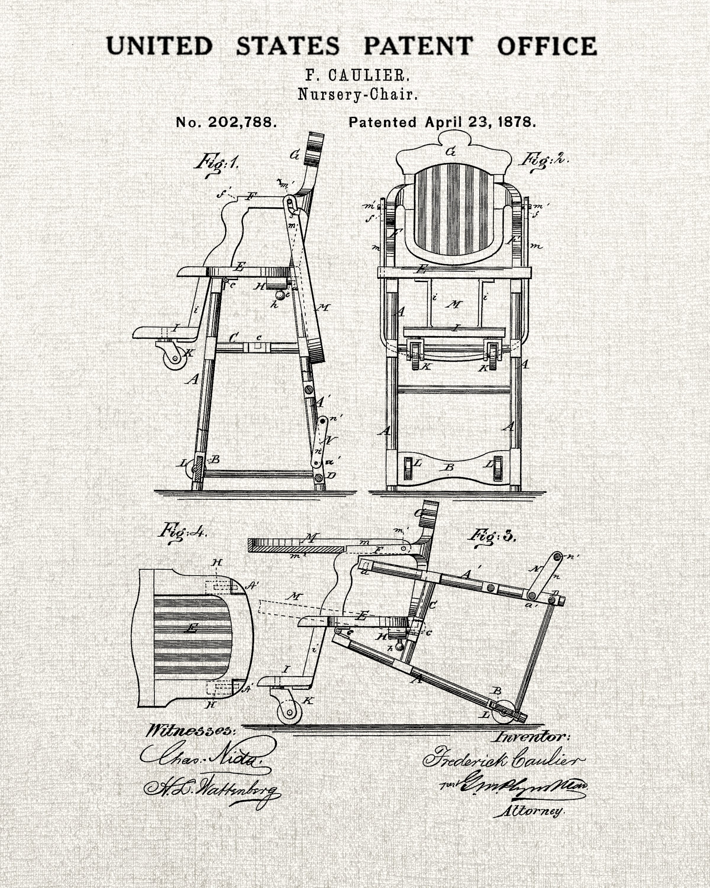 1878 High Chair Digital Patent Print Instant Download Digital Etsy