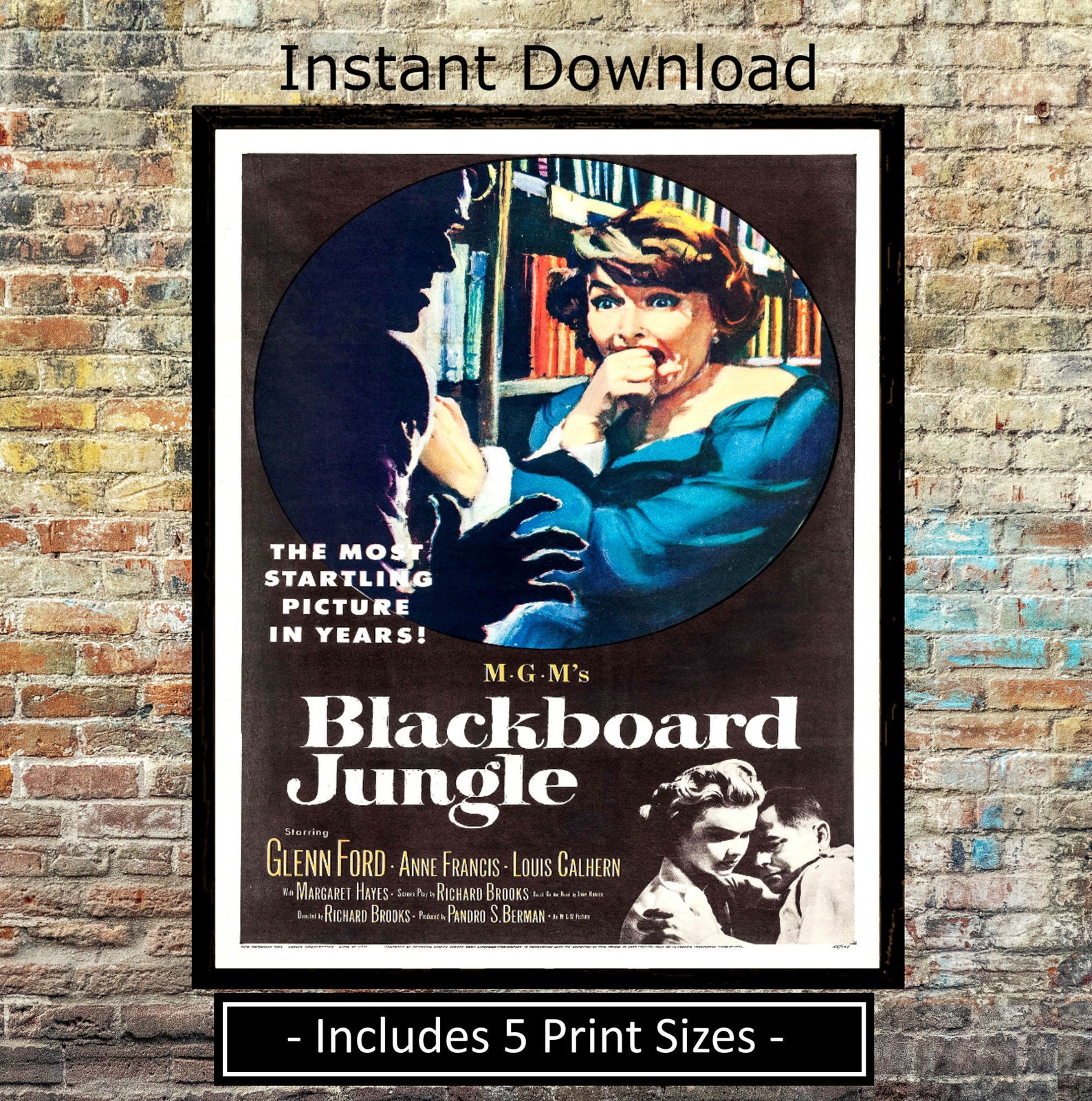 Blackboard Jungle 1955 Movie Poster Print Digital Download Etsy