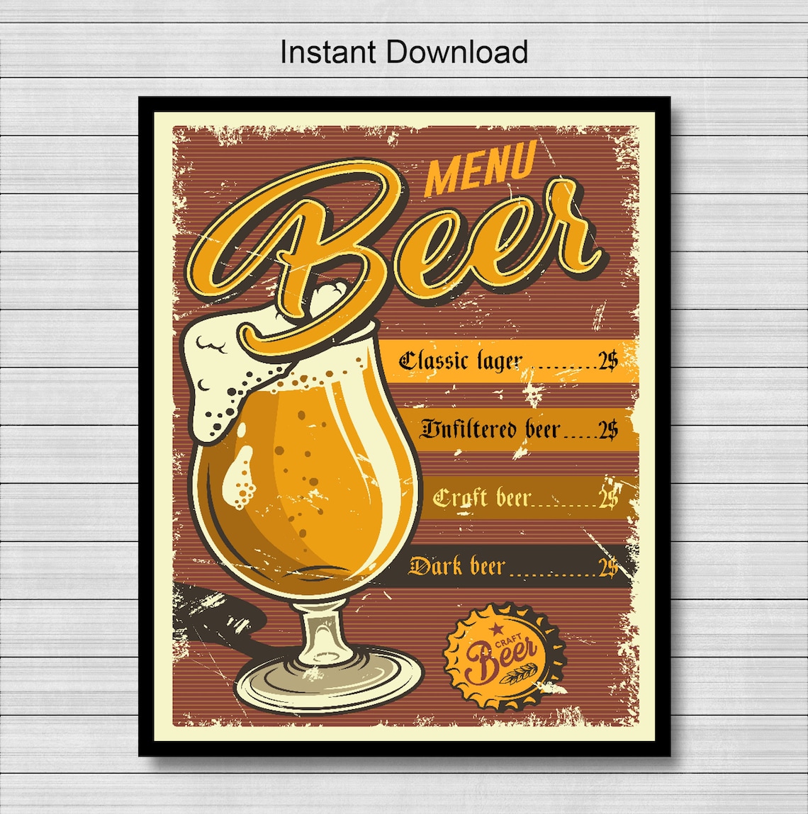 Retro Beer Pub Poster Prints Vintage Style Posters Bar Art Etsy