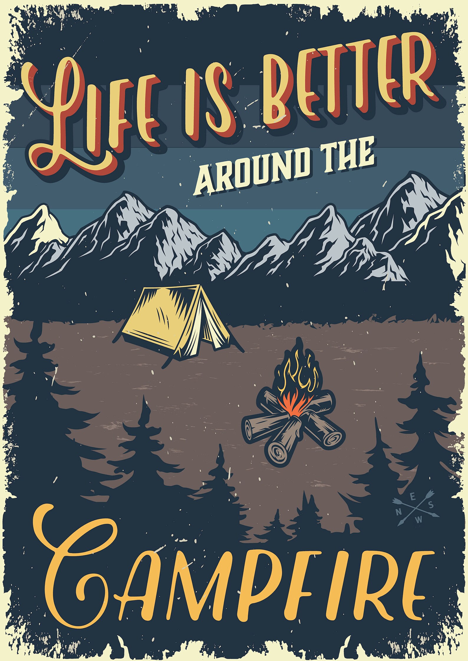 Retro Camping Life Poster Prints Vintage Style Poster Games Etsy