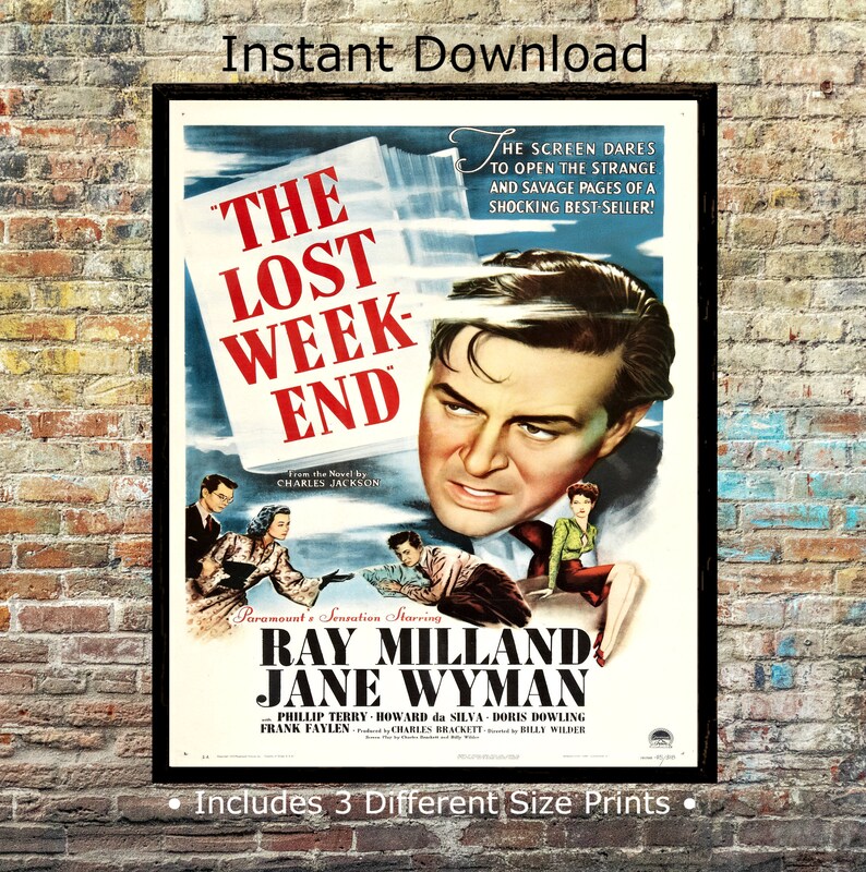 The Lost Weekend Movie Poster Print Digital Download Printable Etsy