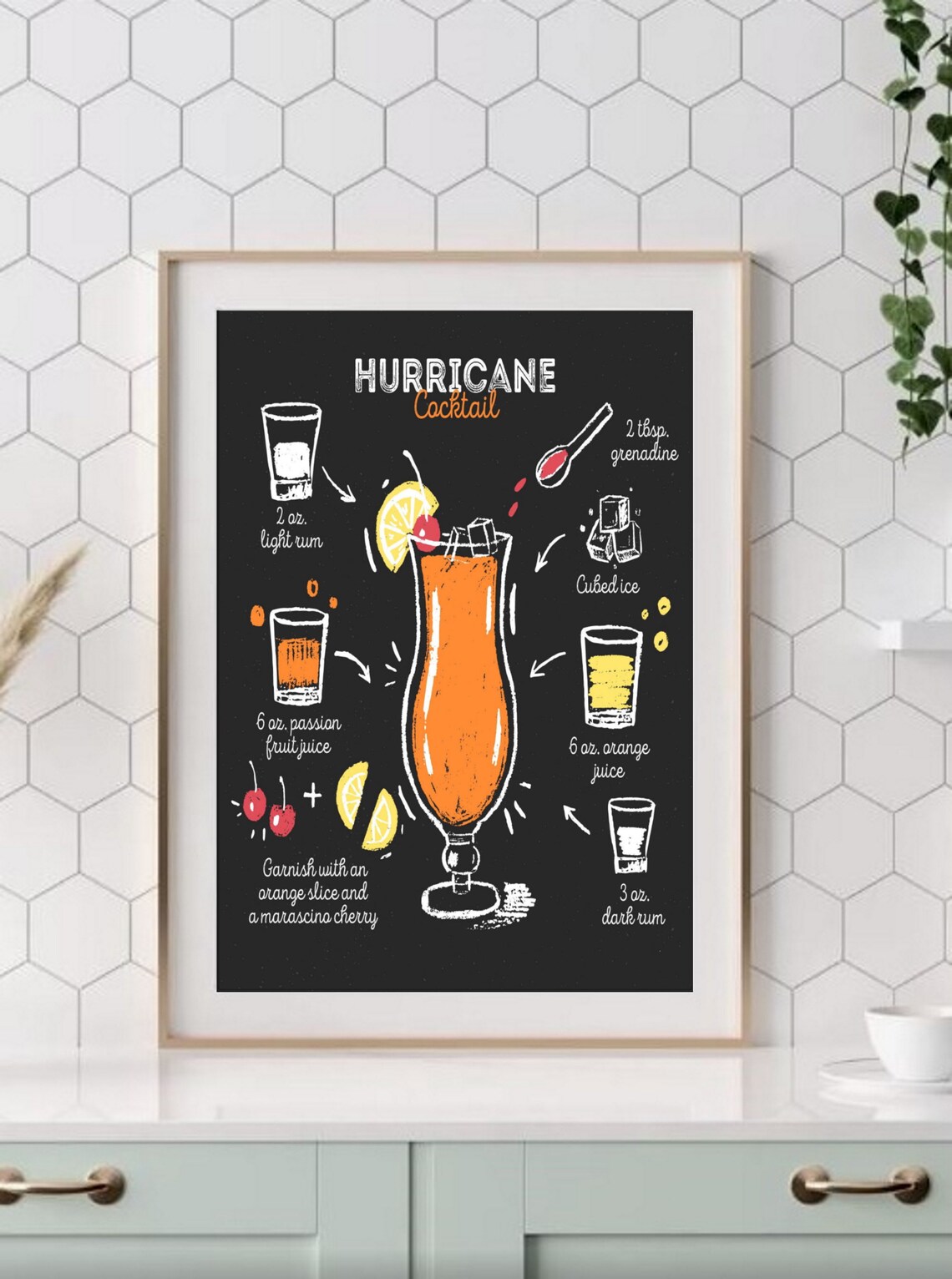 Chalkboard Cocktail Recipes Print Set of 2 Kitchen Prints Bar | Etsy