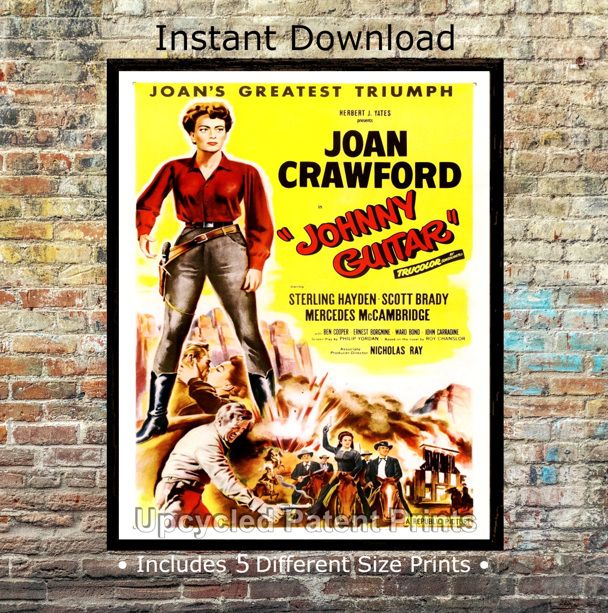 Johnny Guitar 1954 Movie Poster Print Digital DownloadMovie Etsy