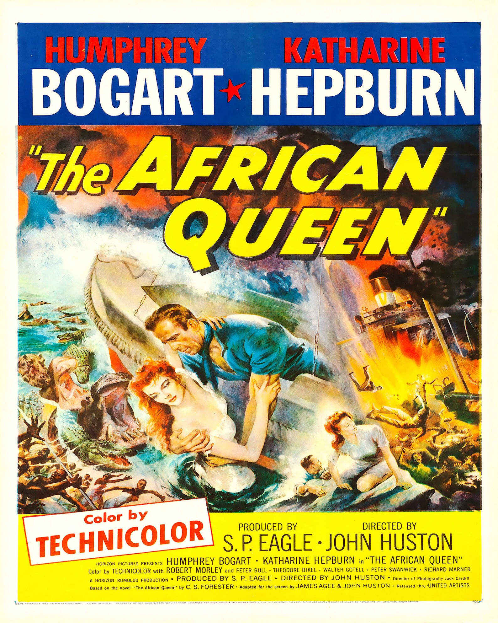 1951 The African Queen Movie Poster Prints Humphrey Bogart Etsy