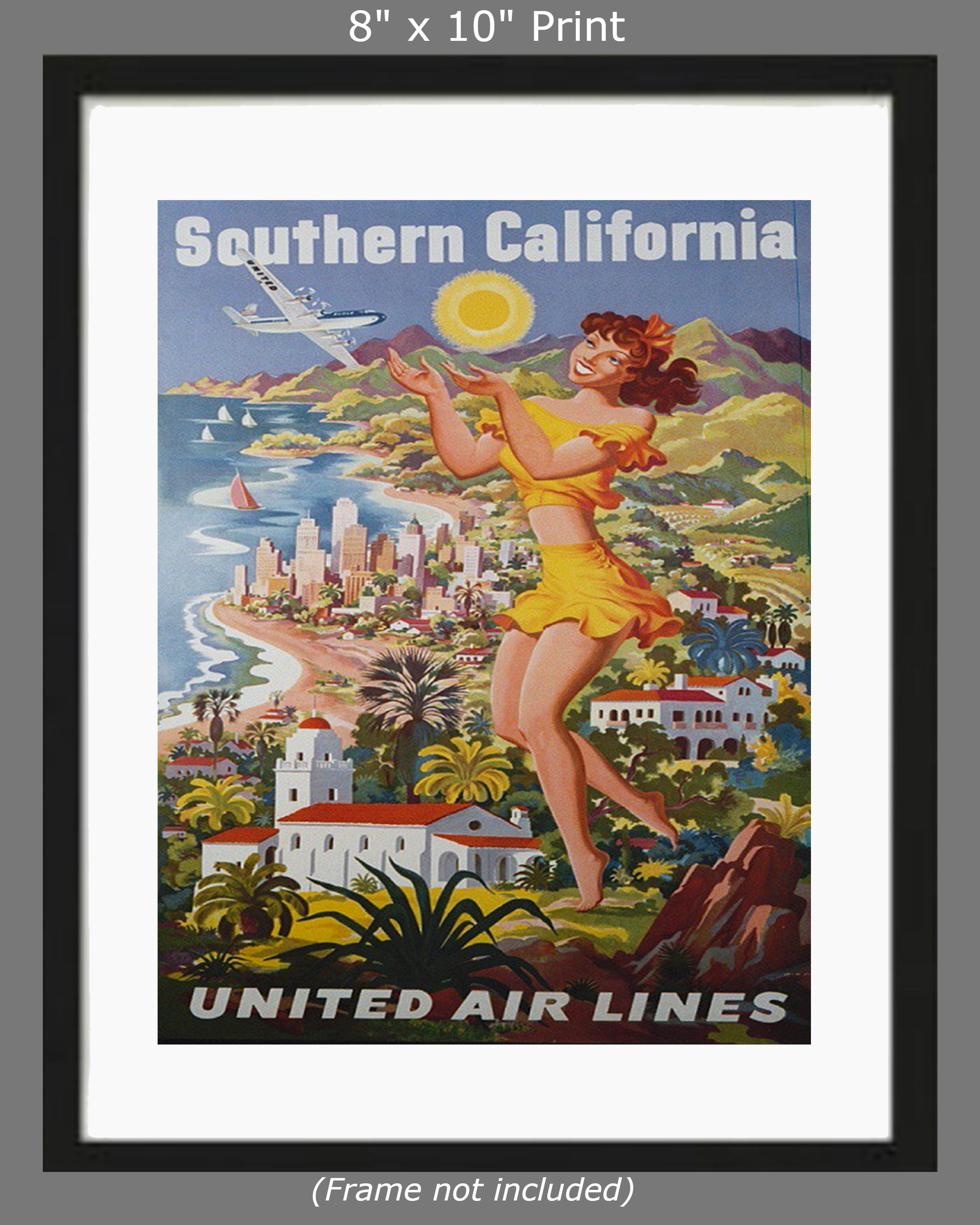 Southern California c1940 Vintage Travel Poster Print Digital Etsy