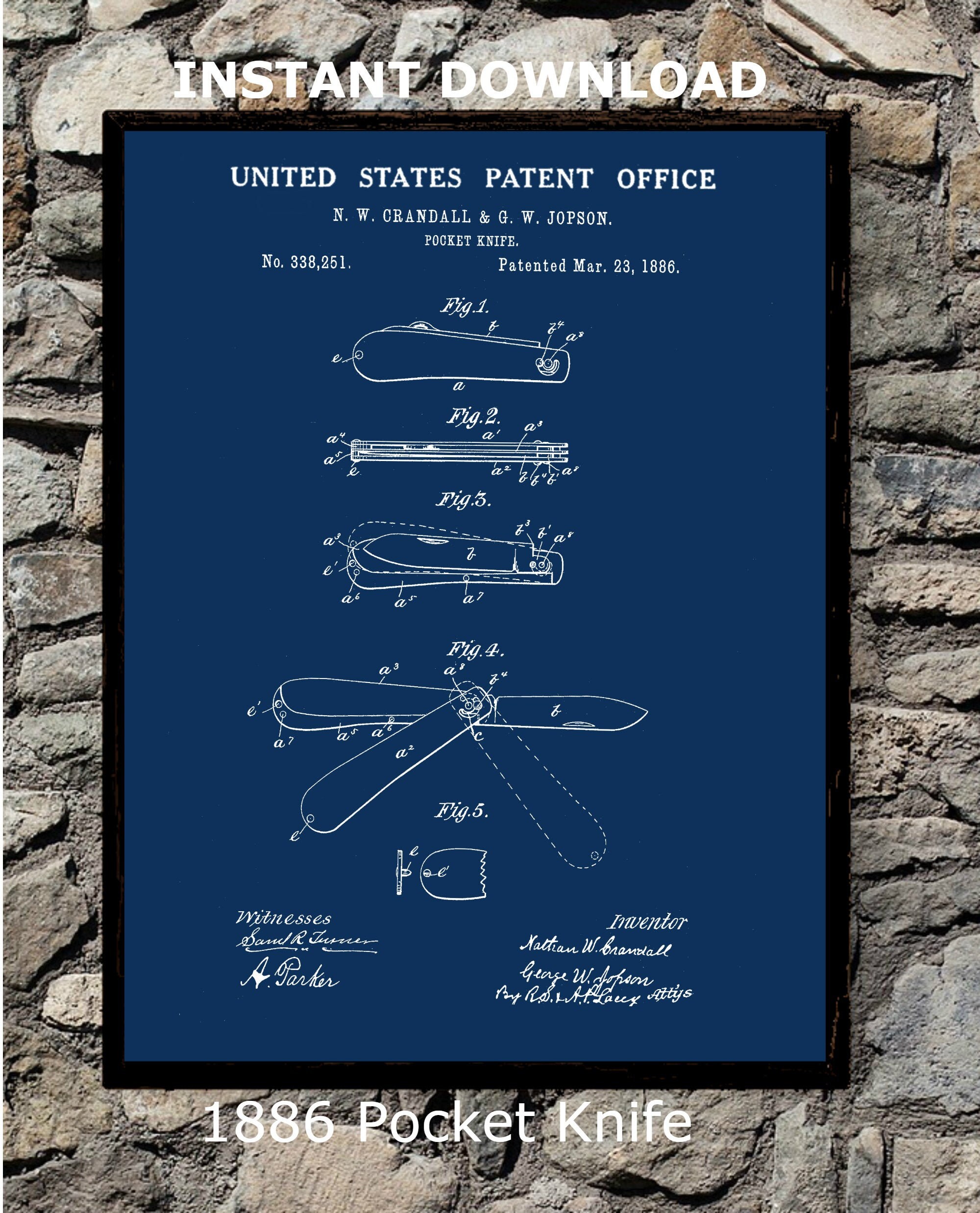 1887 Taschenmesser Digitale Patentdrucke Sofort Download | Etsy