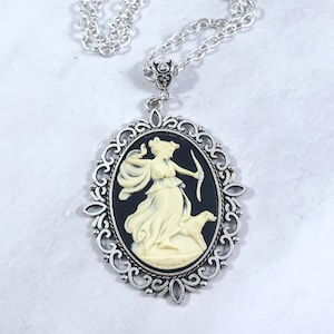 Goddess Artemis Cameo Necklace, Diana, Goddess Jewelry, Greek Mythology, Roman Mythology, Goddess of the Hunt, Victorian, Gothic, Witch