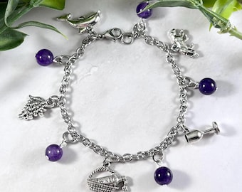 Dionysus Charm Bracelet: Greek God Jewelry of Wine and Theatre