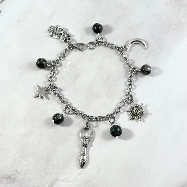 Arianrhod Charm Bracelet, Celtic Goddess, Welsh Goddess, Mythology, Goddess Jewelry, Witch, Pagan