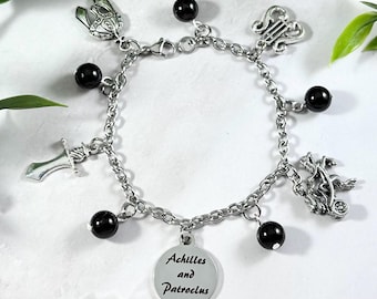 Achilles and Patroclus Charm Bracelet, Greek Mythology Jewelry, Homer’s The Iliad, The Trojan War