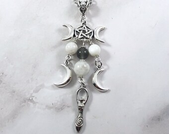 Moon Goddess Necklace, Moonstone, Goddess Jewelry