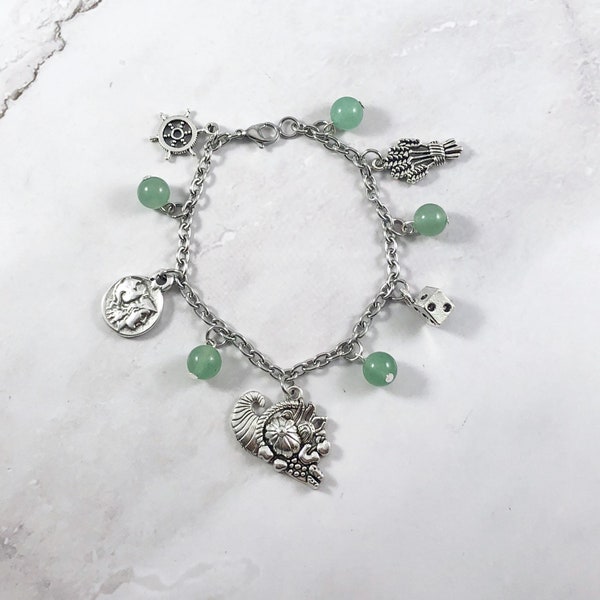 Tyche Charm Bracelet, Fortuna, Greek Mythology Jewelry, Greek Goddess, Goddess of Luck and Fortune, Witch, Witchy, Hellenic