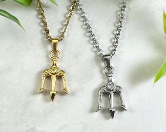 Poseidon Trident Necklace: Stainless Steel Greek Mythology Jewelry