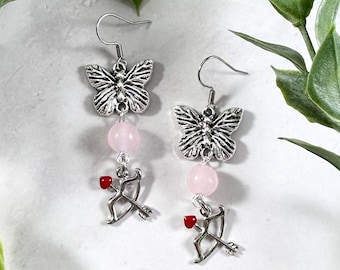 Psyche und Eros Ohrringe, griechische Mythologie Schmuck, Liebe und Seele